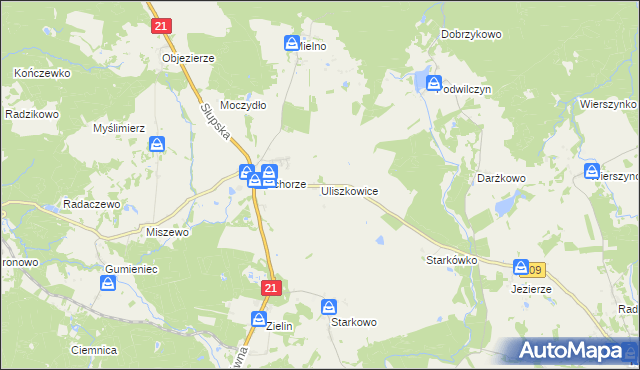 mapa Uliszkowice, Uliszkowice na mapie Targeo