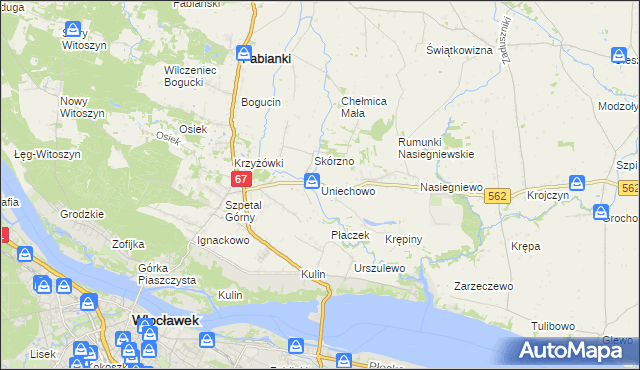 mapa Uniechowo, Uniechowo na mapie Targeo