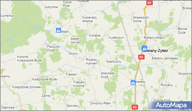 mapa Urbanki gmina Bielany, Urbanki gmina Bielany na mapie Targeo