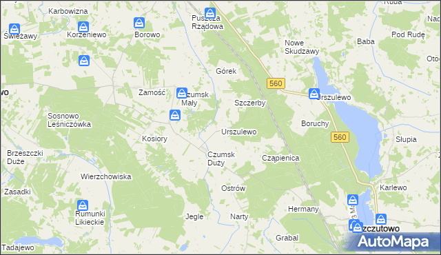 mapa Urszulewo gmina Rogowo, Urszulewo gmina Rogowo na mapie Targeo