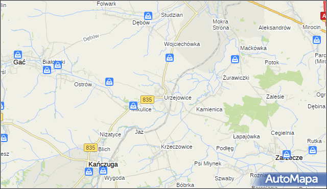 mapa Urzejowice, Urzejowice na mapie Targeo