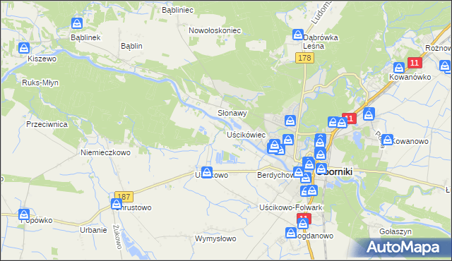mapa Uścikówiec, Uścikówiec na mapie Targeo