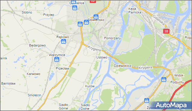 mapa Ustowo, Ustowo na mapie Targeo
