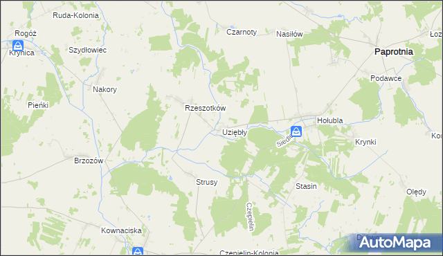 mapa Uziębły, Uziębły na mapie Targeo