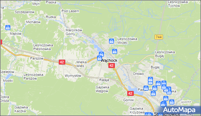mapa Wąchock, Wąchock na mapie Targeo