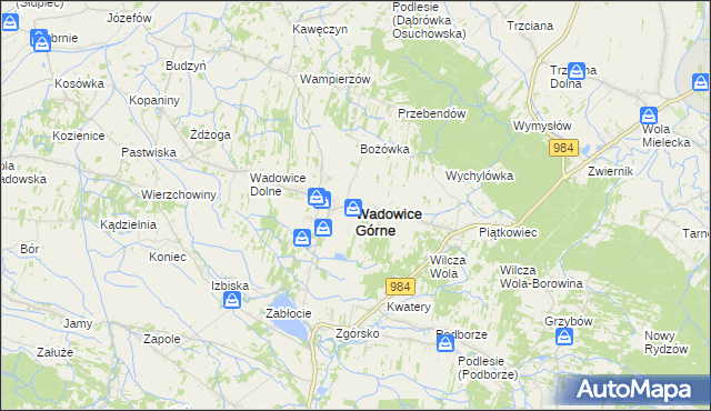 mapa Wadowice Górne, Wadowice Górne na mapie Targeo
