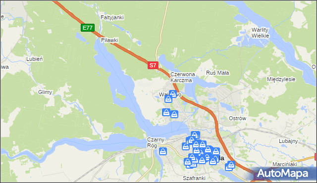 mapa Wałdowo gmina Ostróda, Wałdowo gmina Ostróda na mapie Targeo