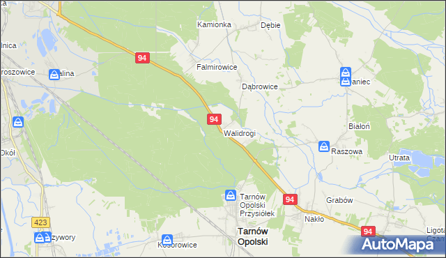 mapa Walidrogi, Walidrogi na mapie Targeo