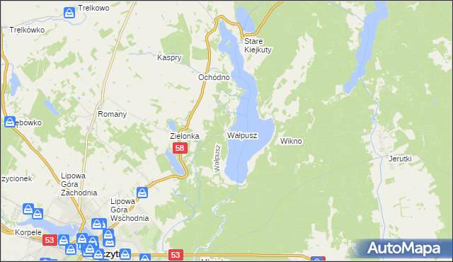 mapa Wałpusz, Wałpusz na mapie Targeo