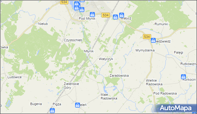 mapa Wałyczyk, Wałyczyk na mapie Targeo
