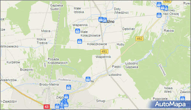 mapa Wapiennik gmina Kłobuck, Wapiennik gmina Kłobuck na mapie Targeo