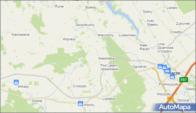 mapa Wasilówka gmina Raczki, Wasilówka gmina Raczki na mapie Targeo