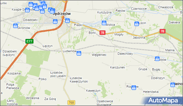 mapa Węgleniec, Węgleniec na mapie Targeo