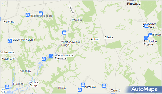 mapa Węgliska gmina Modliborzyce, Węgliska gmina Modliborzyce na mapie Targeo