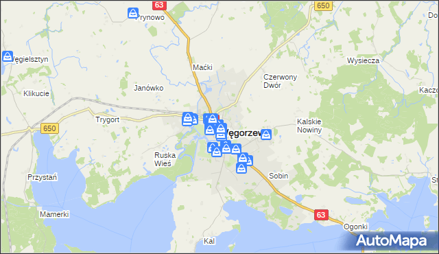 mapa Węgorzewo, Węgorzewo na mapie Targeo