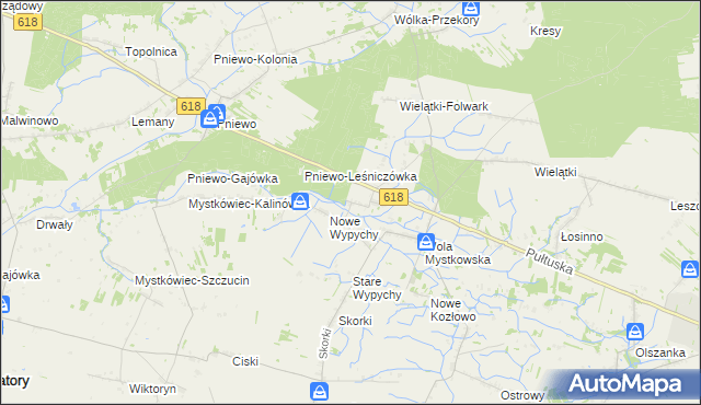 mapa Wielątki Rosochate, Wielątki Rosochate na mapie Targeo