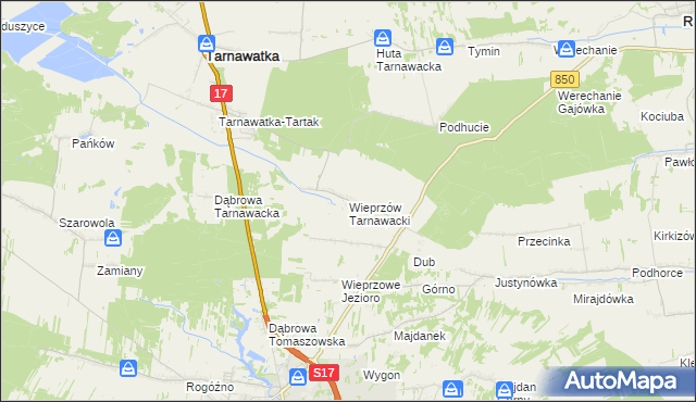 mapa Wieprzów Tarnawacki, Wieprzów Tarnawacki na mapie Targeo
