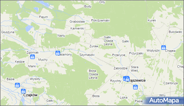 mapa Wiertelaki, Wiertelaki na mapie Targeo