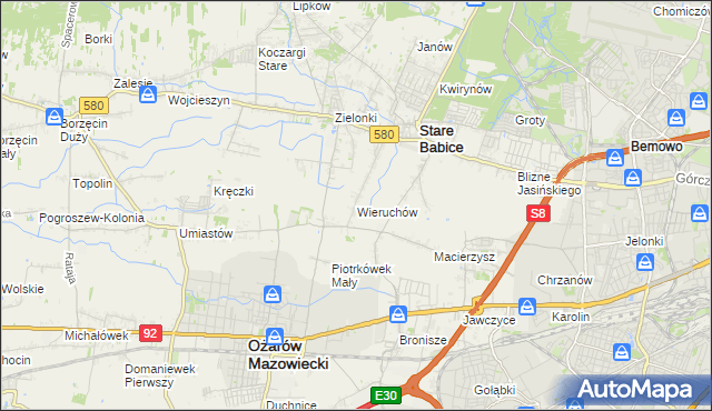 mapa Wieruchów, Wieruchów na mapie Targeo