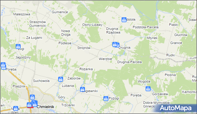 mapa Wierzbie gmina Pierzchnica, Wierzbie gmina Pierzchnica na mapie Targeo