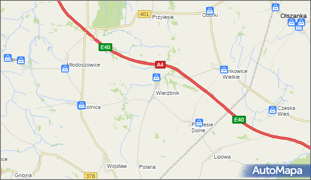 mapa Wierzbnik gmina Grodków, Wierzbnik gmina Grodków na mapie Targeo