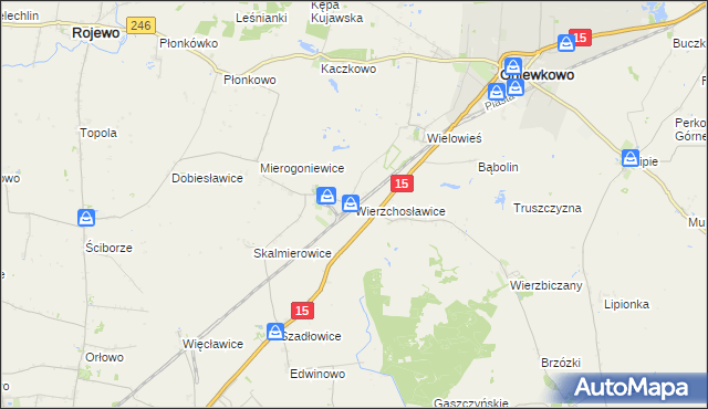 mapa Wierzchosławice gmina Gniewkowo, Wierzchosławice gmina Gniewkowo na mapie Targeo