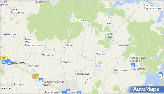 mapa Wierzchowiska gmina Witkowo, Wierzchowiska gmina Witkowo na mapie Targeo