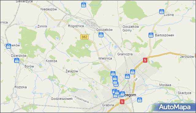 mapa Wieśnica, Wieśnica na mapie Targeo
