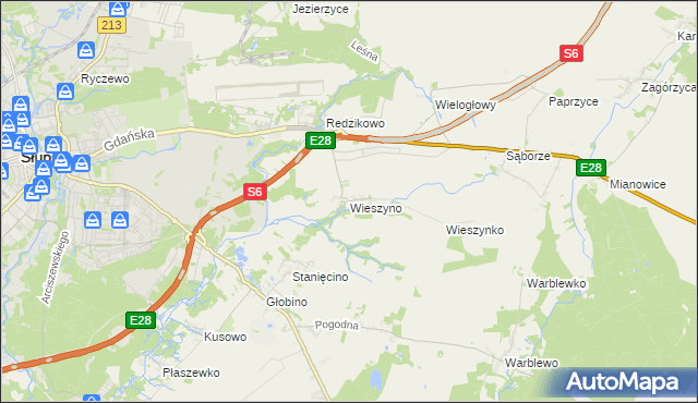 mapa Wieszyno, Wieszyno na mapie Targeo