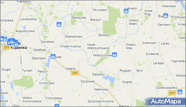 mapa Wietrzychowice gmina Izbica Kujawska, Wietrzychowice gmina Izbica Kujawska na mapie Targeo