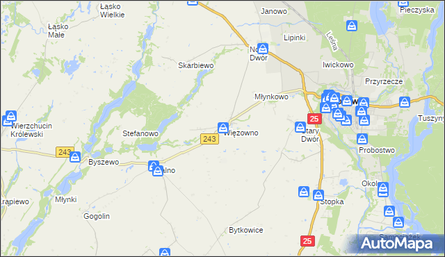 mapa Więzowno, Więzowno na mapie Targeo