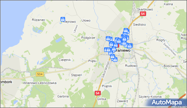 mapa Wikielec gmina Braniewo, Wikielec gmina Braniewo na mapie Targeo