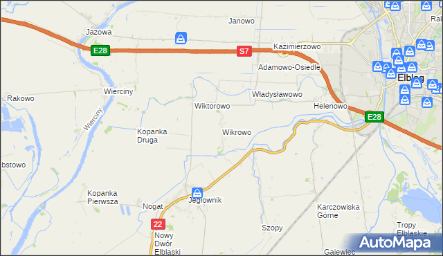 mapa Wikrowo gmina Gronowo Elbląskie, Wikrowo gmina Gronowo Elbląskie na mapie Targeo