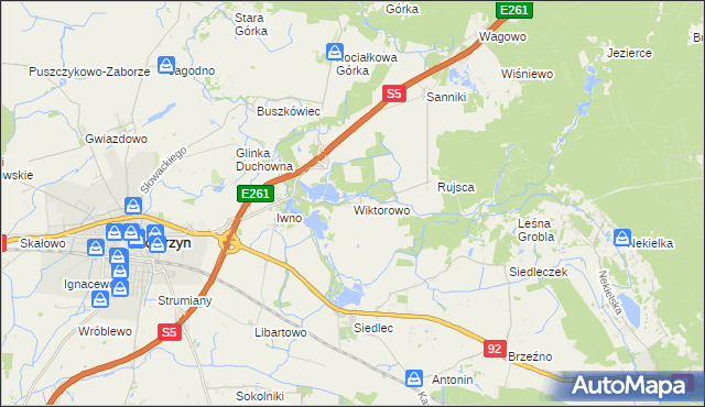 mapa Wiktorowo gmina Kostrzyn, Wiktorowo gmina Kostrzyn na mapie Targeo