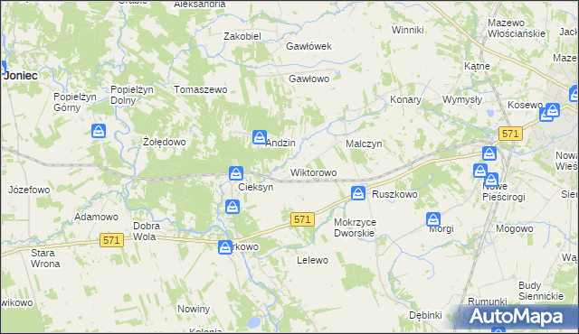 mapa Wiktorowo gmina Nasielsk, Wiktorowo gmina Nasielsk na mapie Targeo