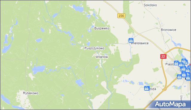 mapa Wilanów gmina Strzelce Krajeńskie, Wilanów gmina Strzelce Krajeńskie na mapie Targeo