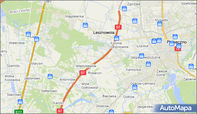 mapa Wilcza Góra gmina Lesznowola, Wilcza Góra gmina Lesznowola na mapie Targeo