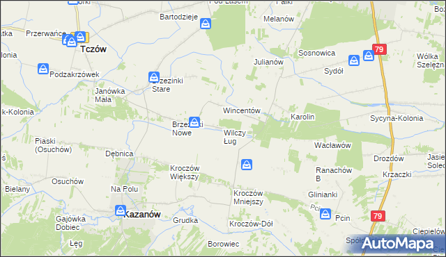 mapa Wilczy Ług, Wilczy Ług na mapie Targeo