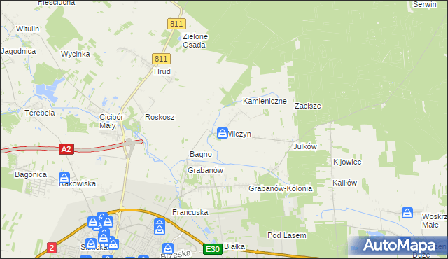 mapa Wilczyn gmina Biała Podlaska, Wilczyn gmina Biała Podlaska na mapie Targeo