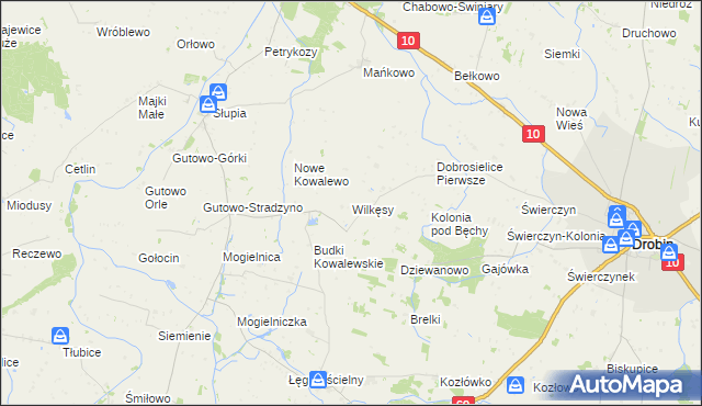 mapa Wilkęsy, Wilkęsy na mapie Targeo