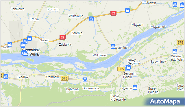 mapa Wilkówiec, Wilkówiec na mapie Targeo