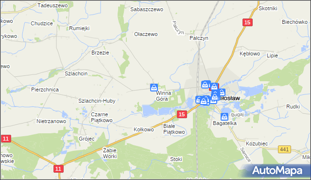 mapa Winna Góra gmina Środa Wielkopolska, Winna Góra gmina Środa Wielkopolska na mapie Targeo