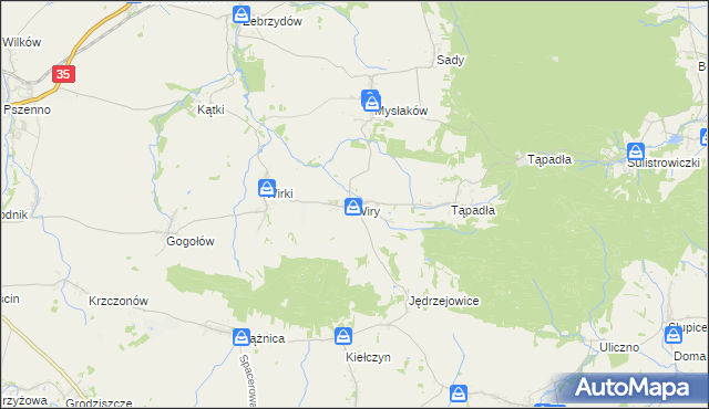 mapa Wiry gmina Marcinowice, Wiry gmina Marcinowice na mapie Targeo