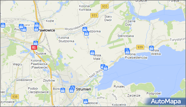 mapa Wisła Mała, Wisła Mała na mapie Targeo