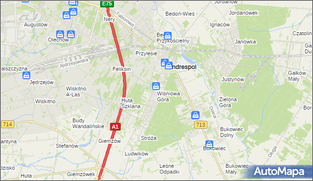 mapa Wiśniowa Góra, Wiśniowa Góra na mapie Targeo