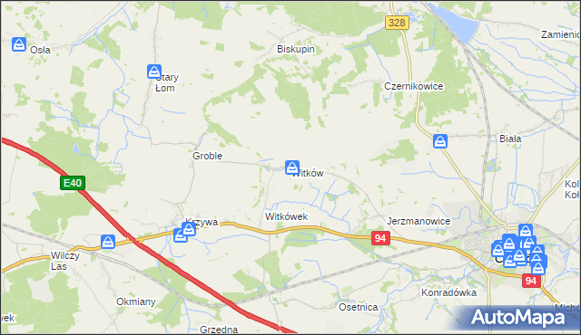 mapa Witków gmina Chojnów, Witków gmina Chojnów na mapie Targeo