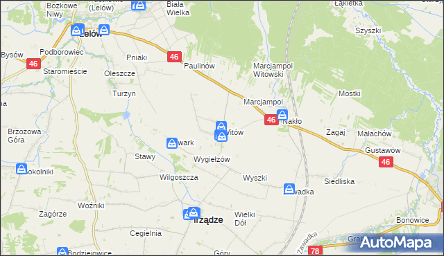 mapa Witów gmina Irządze, Witów gmina Irządze na mapie Targeo
