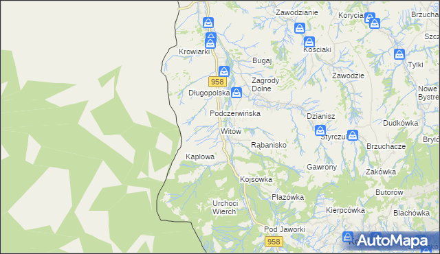 mapa Witów gmina Kościelisko, Witów gmina Kościelisko na mapie Targeo