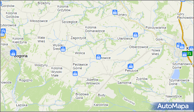 mapa Witowice gmina Bogoria, Witowice gmina Bogoria na mapie Targeo