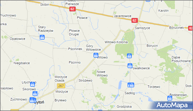 mapa Witowo gmina Bytoń, Witowo gmina Bytoń na mapie Targeo